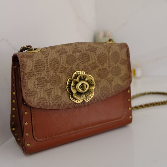 Coach Parker Bag with Signature Canvas and Rivets - Picture 1 of 2